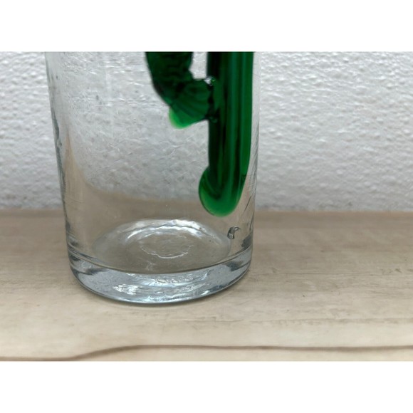 Vintage Set Of 4 Hand Blown Cactus Applique Clear Drinking Glasses Purple Rim - Picture 6 of 9